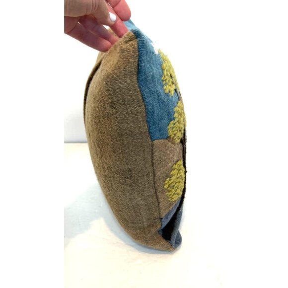 Hand Stitched Freddy A Wool Pillow Featuring Llamas Mountains Peru - Picture 6 of 6